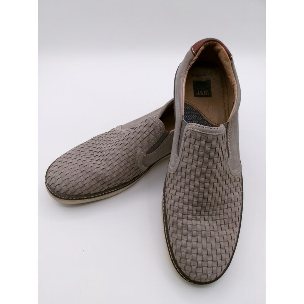Johnston & Murphy Woven Sheepskin Slip-On Loafers Men's 10M Taupe Gray